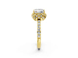 Yellow gold Princess Diamond Solitaire Ring with Shared Prong Pavé Band_54