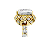 Yellow gold Princess Diamond Solitaire Ring with Shared Prong Pavé Band_57