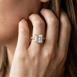 Yellow gold Princess Diamond Solitaire with Pave Band and Six-Prong Setting_14