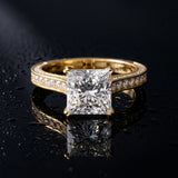 Yellow gold Princess Diamond Solitaire with Pave Band and Six-Prong Setting_15