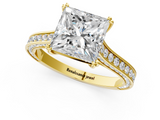 Yellow gold Princess Diamond Solitaire with Pave Band and Six-Prong Setting_34