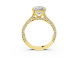 Yellow gold Princess Diamond Solitaire with Pave Band and Six-Prong Setting_36