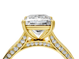 Yellow gold Princess Diamond Solitaire with Pave Band and Six-Prong Setting_37