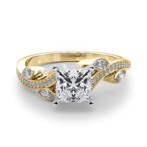Yellow gold Princess Diamond Swirl Band with Prong Setting 1
