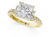 Yellow gold Princess Diamond Three-Stone Pave Band with Four-Prong Setting_33