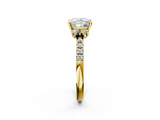 Yellow gold Princess Diamond Three-Stone Pave Band with Four-Prong Setting_34