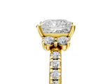 Yellow gold Princess Diamond Three-Stone Pave Band with Four-Prong Setting_37