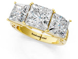 Yellow gold Princess Diamond Three-Stone Ring with Prong Setting and Textured Band_7