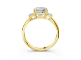 Yellow gold Princess Diamond Three-Stone Ring with Trapezoid Side Stones and Prong Setting_27