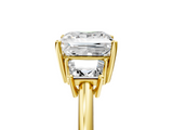 Yellow gold Princess Diamond Three-Stone Ring with Trapezoid Side Stones and Prong Setting_29