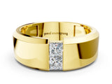 Yellow gold Princess Diamond Two-Stone Mens Band