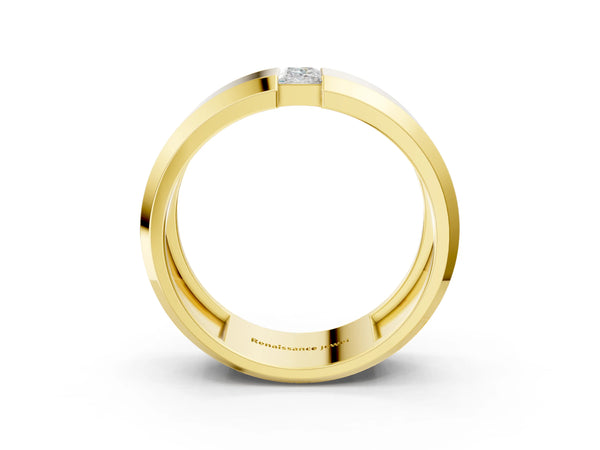 Yellow gold Princess Diamond Two-Stone Mens Band
