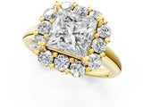 Yellow gold Princess Halo Cluster Diamond Engagement Ring with Prong Setting and Polished Band_52