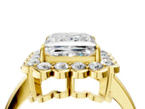 Yellow gold Princess Halo Cluster Diamond Engagement Ring with Solitaire Band and Prong Setting_53