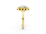 Yellow gold Princess Halo Diamond Cluster Engagement Ring with Milgrain Bezel Setting and Solitaire Band_41