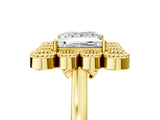 Yellow gold Princess Halo Diamond Cluster Engagement Ring with Milgrain Bezel Setting and Solitaire Band_44