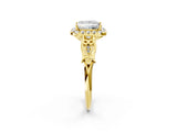 Yellow gold Princess Halo Diamond Engagement Ring with Filigree Band and Four-Prong Setting_79