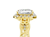 Yellow gold Princess Halo Diamond Engagement Ring with Filigree Band and Four-Prong Setting_82