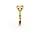 Yellow gold Princess Halo Diamond Engagement Ring with Intricate Filigree Band and Four-Prong Setting_39