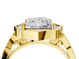 Yellow gold Princess Halo Diamond Engagement Ring with Milgrain Band and Four-Prong Setting_41