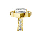 Yellow gold Princess Halo Diamond Engagement Ring with Milgrain Band and Four-Prong Setting_42
