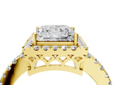 Yellow gold Princess Halo Diamond Engagement Ring with Pavé Band and Four-Prong Setting_103