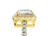 Yellow gold Princess Halo Diamond Engagement Ring with Pavé Band and Four-Prong Setting_104