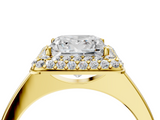 Yellow gold Princess Halo Diamond Engagement Ring with Solitaire Band and Four-Prong Setting_24