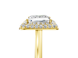 Yellow gold Princess Halo Diamond Engagement Ring with Solitaire Band and Four-Prong Setting_25
