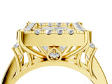 Yellow gold Princess Halo Diamond Engagement Ring with Split Shank and Four-Prong Setting 4