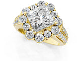 Yellow gold Princess Halo Diamond Engagement Ring with Split Shank and Prong Setting_63