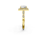 Yellow gold Princess Halo Diamond Engagement Ring with Twisted Band and Four-Prong Setting 2