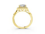 Yellow gold Princess Halo Diamond Engagement Ring with Twisted Band and Four-Prong Setting 3