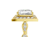 Yellow gold Princess Halo Diamond Engagement Ring with Twisted Band and Four-Prong Setting 5