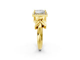 Yellow gold Princess Halo Diamond Floral Band with Four-Prong Setting_78