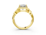 Yellow gold Princess Halo Diamond Floral Band with Four-Prong Setting_79