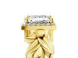 Yellow gold Princess Halo Diamond Floral Band with Four-Prong Setting_81