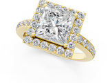 Yellow gold Princess Halo Diamond Pavé Band Ring with Prong Setting_21