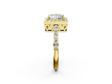 Yellow gold Princess Halo Diamond Pavé Band Ring with Prong Setting_22
