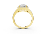Yellow gold Princess Halo Diamond Pavé Band Ring with Prong Setting_23