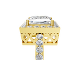 Yellow gold Princess Halo Diamond Pavé Band Ring with Prong Setting_25