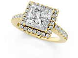 Yellow gold Princess Halo Diamond Pavé Solitaire Ring_40
