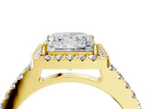 Yellow gold Princess Halo Diamond Pavé Solitaire Ring_43