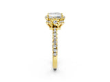 Yellow gold Princess Halo Diamond Pave Band Ring with Four-Prong Setting_17
