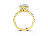 Yellow gold Princess Halo Diamond Pave Band Ring with Four-Prong Setting_18