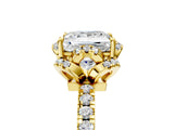 Yellow gold Princess Halo Diamond Pave Band Ring with Four-Prong Setting_20