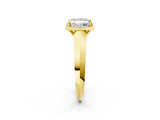 Yellow gold Princess Halo Diamond Ring with Cathedral Band and Four-Prong Setting_64