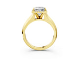 Yellow gold Princess Halo Diamond Ring with Cathedral Band and Four-Prong Setting_65