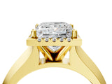 Yellow gold Princess Halo Diamond Ring with Cathedral Band and Four-Prong Setting_66
