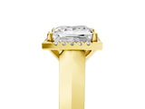 Yellow gold Princess Halo Diamond Ring with Cathedral Band and Four-Prong Setting_67